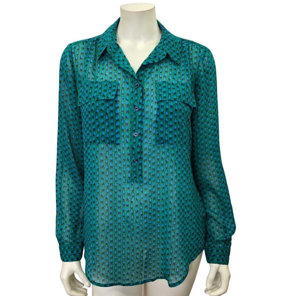 LIZ‎ CLAIBORNE LONG SLEEVE CHIFFON BLOUSE MD